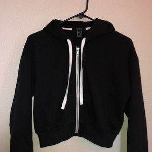 black zip up, small, and cropped